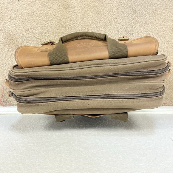 VINTAGE CABELA'S CANVAS & LEATHER Messenger Weekender Bag UPS Embroidered 16x12 - Picture 5 of 10